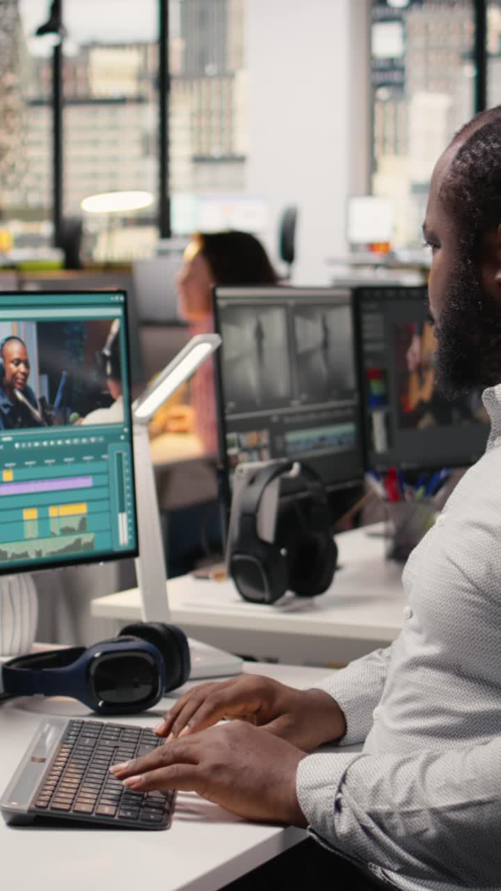 Vertical Video Editing Video Clips, Film Footage On Software, Cutting Montage For Visual Effects