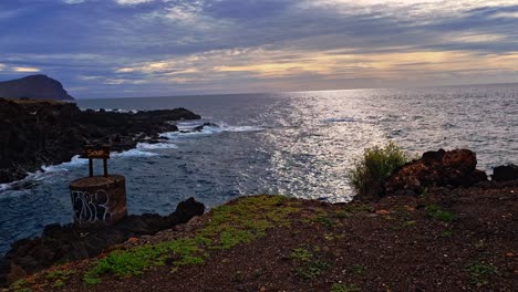 stunning shot of tenerife island after sunset time, canary islands, spain