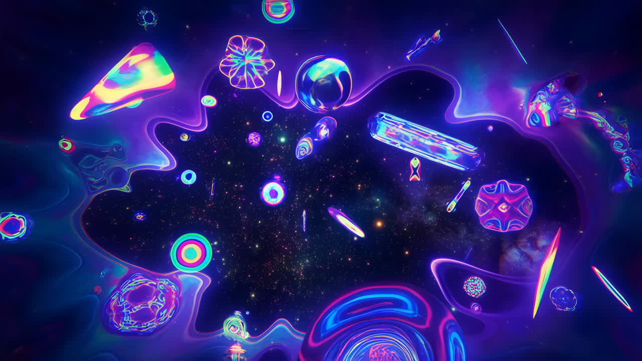 Abstract Colorful Space Galaxy with Geometric Shapes