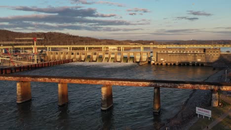 stunning 4k drone footage of chickamauga dam, showcasing its structure, the tennessee river, and scenic beauty. perfect for infrastructure, travel, or history projects