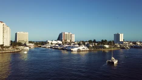 A-video-flying-to-a-line-of-yachts