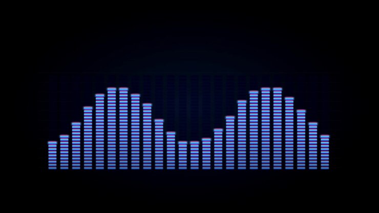 Digital Audio Equalizer Visualizer with Blue Bars