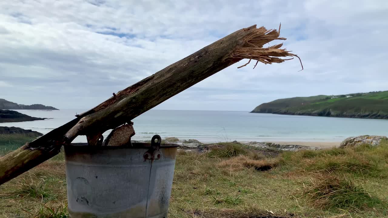 캠핑 버 ⁇  바베큐 그릴에서 불타는 나무 줄기의 시간 경과