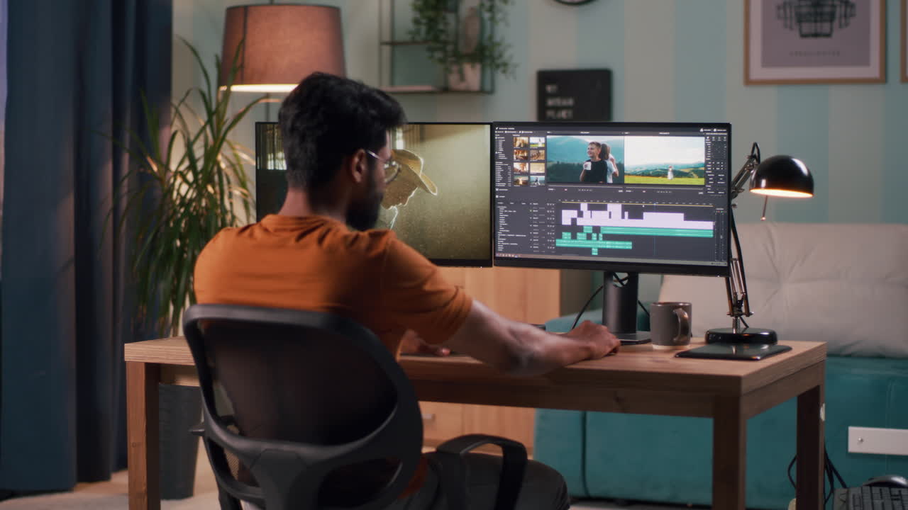 editor de video en el trabajo