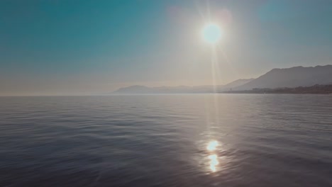 sunset over the ocean with panning to the left