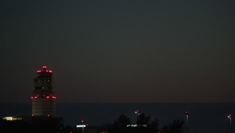 airport control tower at night
