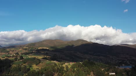 Drone-Aerial-View-of-Scenic-Landscape-of-Colombia-Highlands-by-Lake-Tota