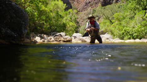 Fisherman-fly-fishing-in-river