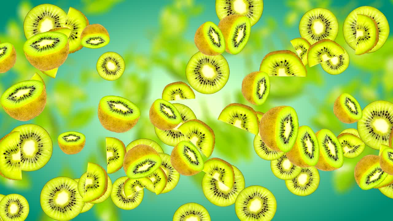 그라디언트 컬러 배경에 과일과 함께 추상적인 4k 배경