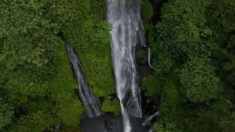 top down, birds eye view of banyumala waterfall