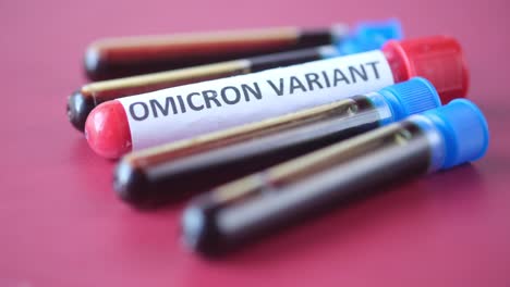 muestras de análisis de sangre de variante omicrón