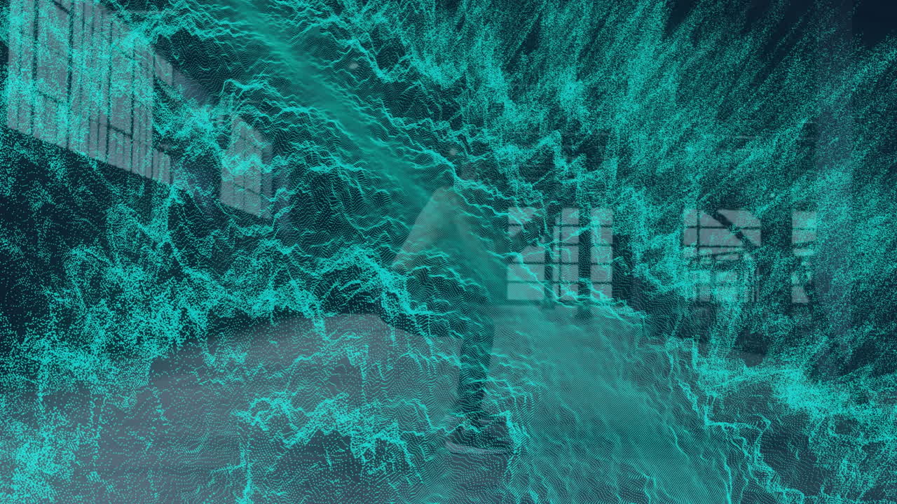 Animation with abstract teal waves and geometric patterns creating dynamic effect