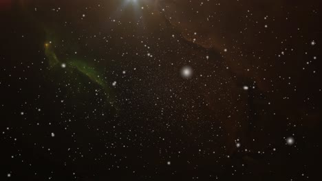 nubes nebulosas y una estrella brillante y resplandeciente moviéndose en el universo