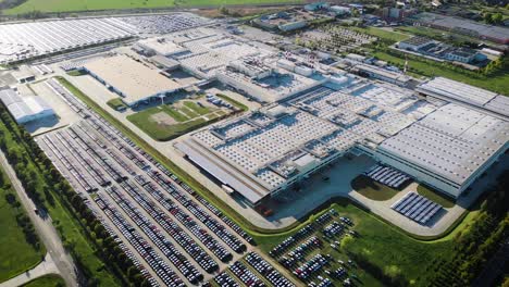 Industrial-district-with-car-factory-in-the-sunset