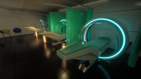 futuristic medical examination room with mri machine