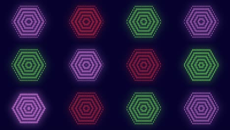 hexagons pattern with pulsing neon led light