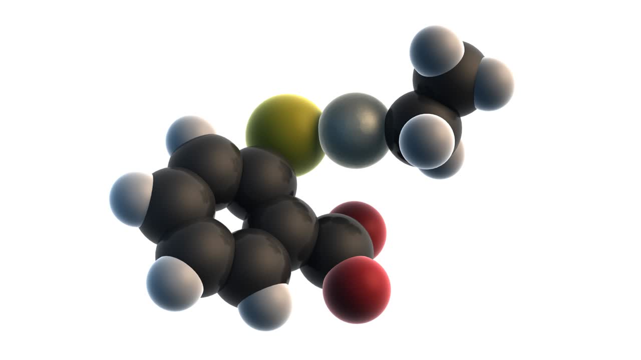 3d 렌더링 티오메랄 (티오메랄, 메르티올레이트) 오르가노메르큐리 안이온, 논란의 여지가있는 백신 보존제, 무한한 원활한 루프에서 회전.