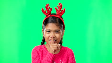 Shush,-Christmas-and-secret-with-girl-in-green