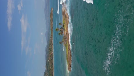 vertical view of el cayito islands in las galera, dominican republic