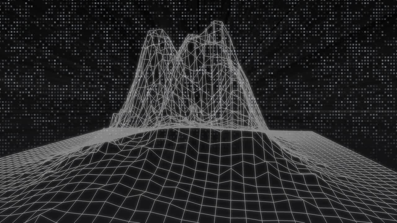 4K Animation Abstract Wireframe Analysis Spin Mountain.