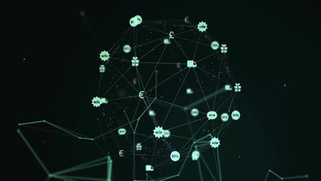 animation d'un réseau de connexions avec des icônes à travers le monde