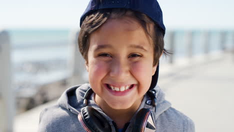 child, face and cool boy laughing