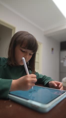 child drawing on a digital tablet