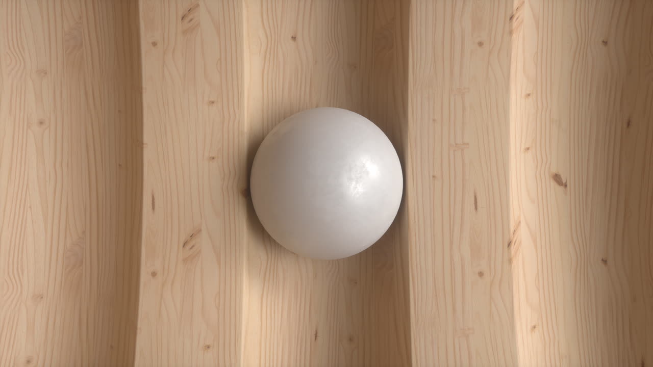 White Sphere on Wavy Wood Background