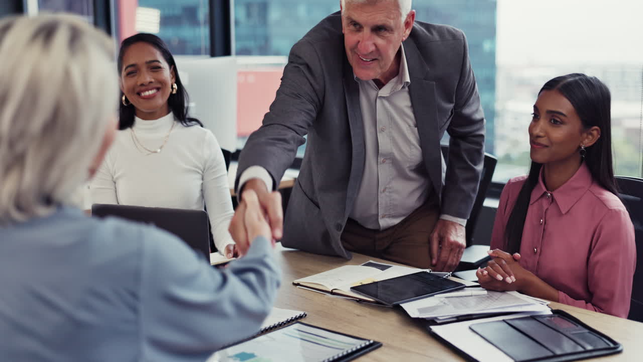 Business meeting, people handshake