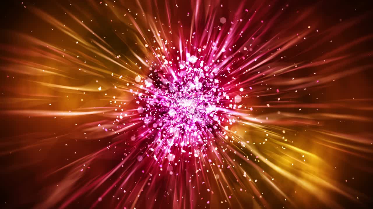 lujosas luces brillantes con partículas parpadeantes. brillo animación de bucle vintage. circular. hexagonal. lineal. concepto de decoraciones de pantalla. rojo y amarillo.