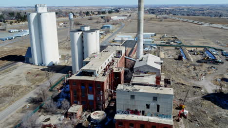 fly over of abandon sugar mill in rocky mountains