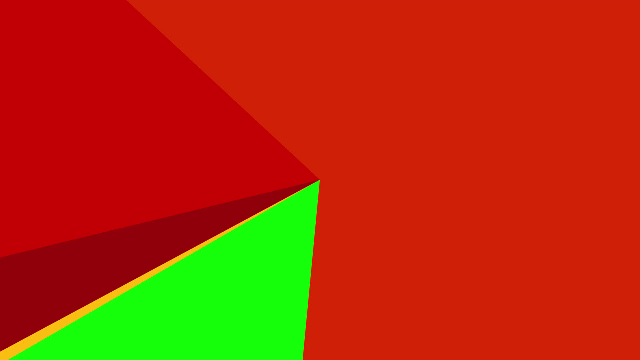 Formas geométricas abstractas transicionando sobre fondo de pantalla verde