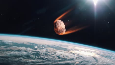 asteroide ardiendo al entrar en la atmósfera terrestre