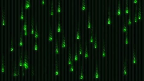 animación de codificación binaria que cae sobre un fondo negro.