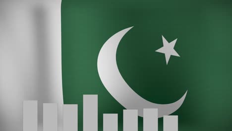 animation of data processing over flag of pakistan