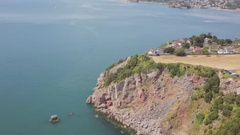 beautiful aerial shot revealing a broken cliffside