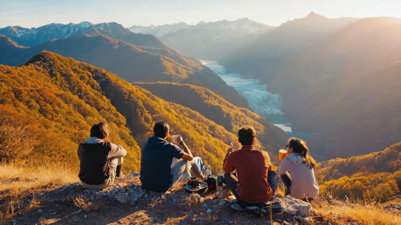 People Enjoying the Mountain View