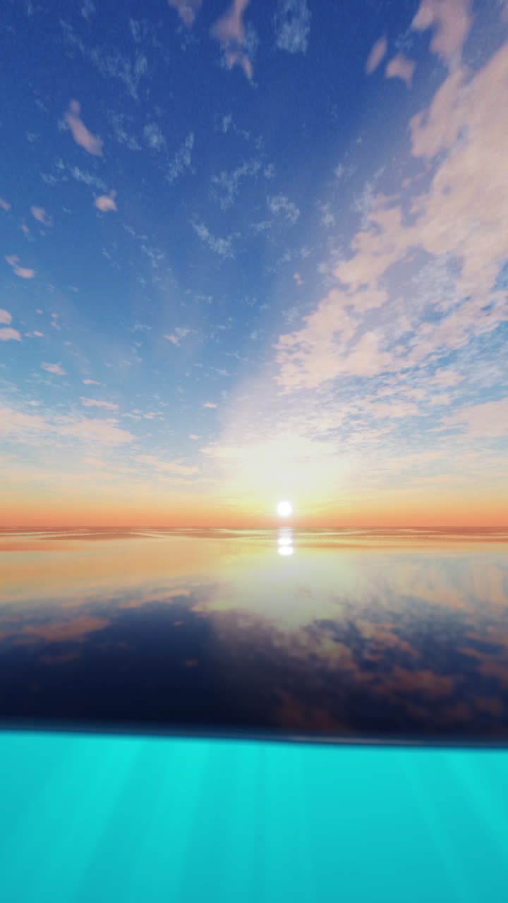 바다의 아름다운 일몰과 수중 풍경