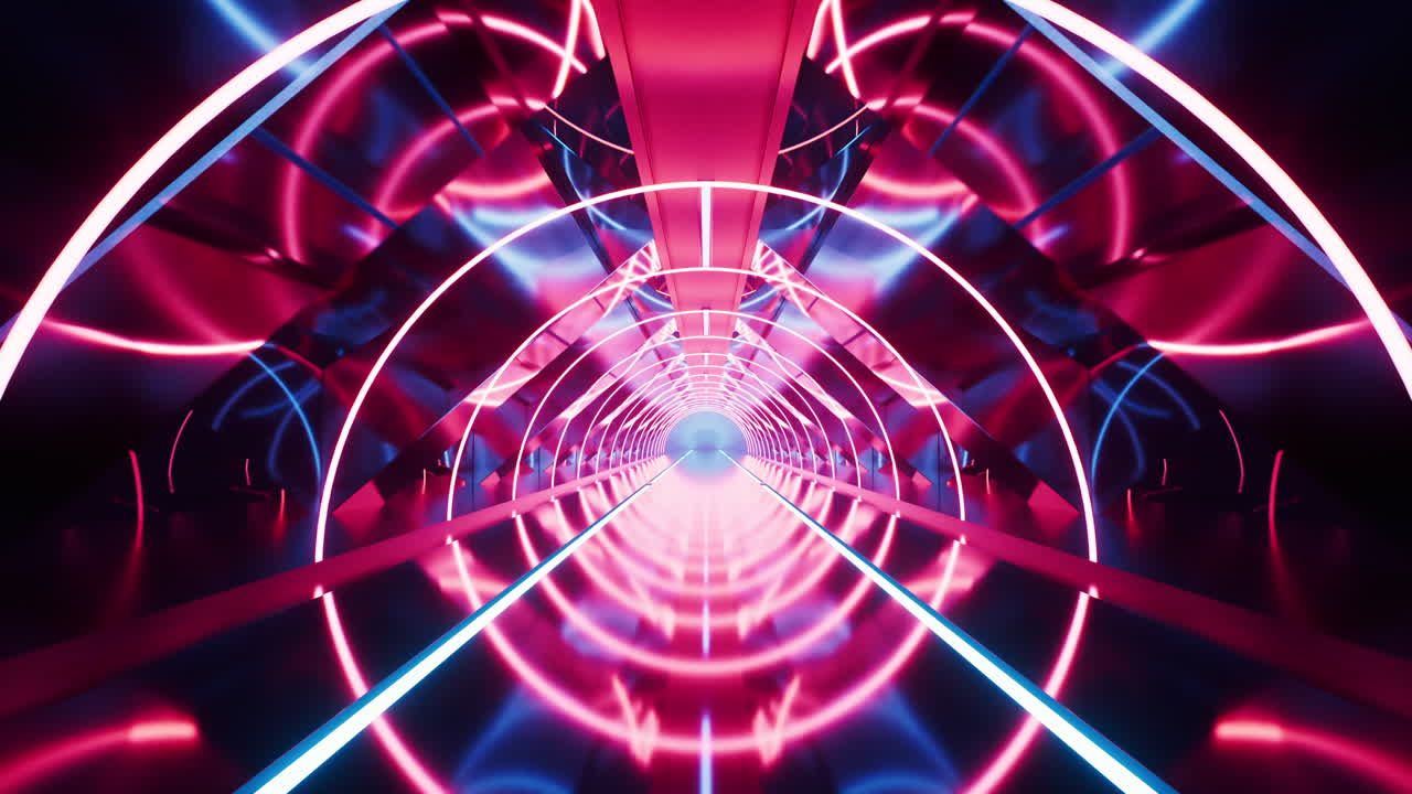 tunnel oscuro con luce luminosa illuminata, rendering 3d.