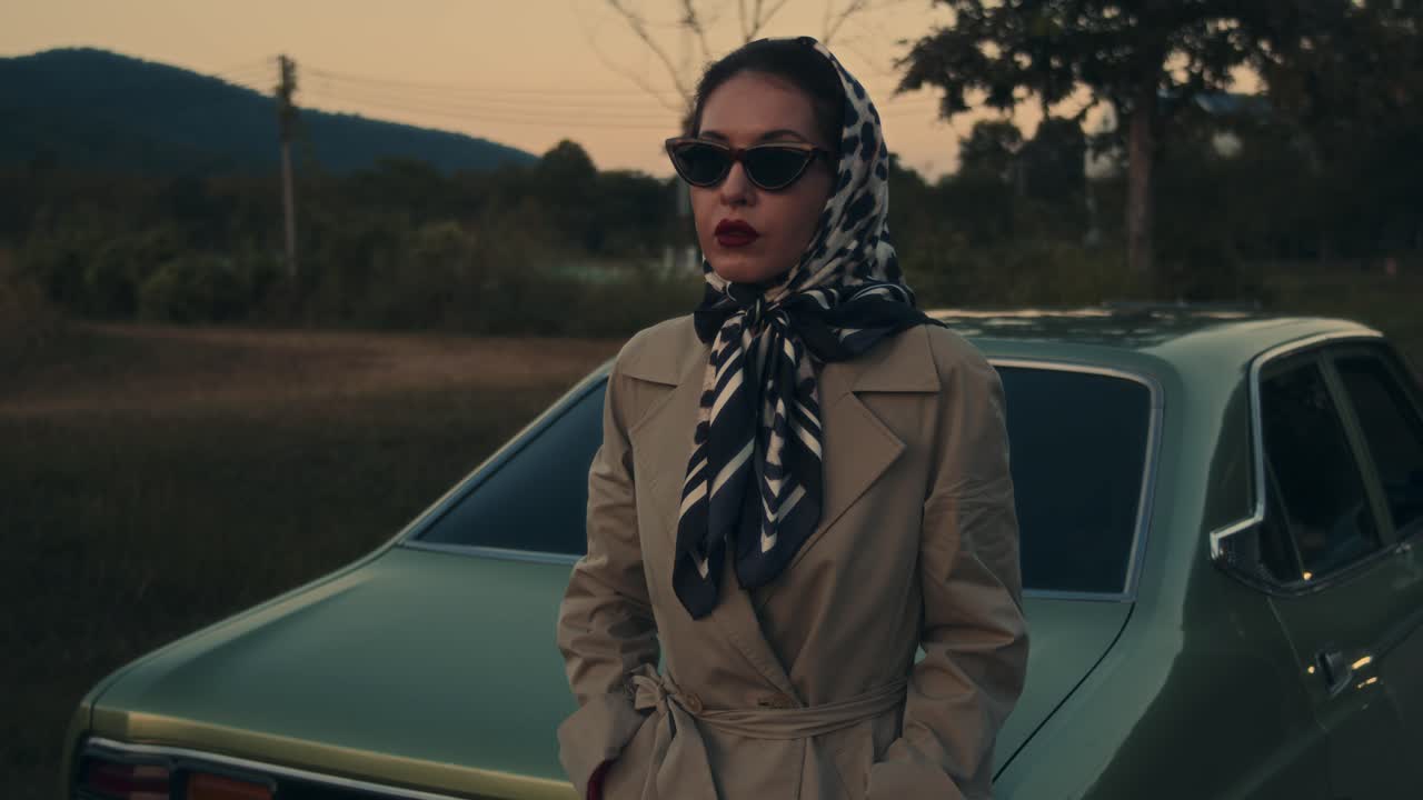 Vintage Woman by Classic Car