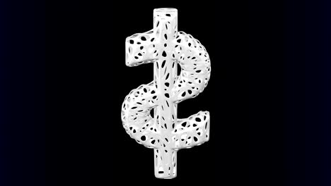 white dollar sign shaped cellular structures turn around.