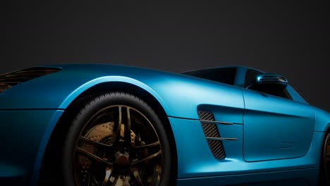coche deportivo de lujo en un estudio oscuro con luces brillantes