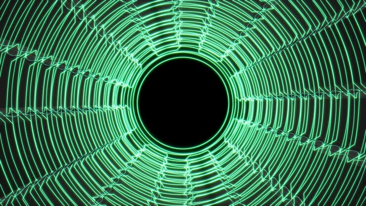 Rotation Glow And Shine Gear Circle Moving Forward To Tunnel Concept