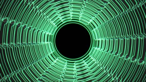 círculo de engranajes de rotación de brillo y brillo avanzando hacia el concepto de túnel