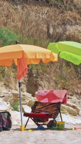 beautiful sunny day with colorful umbrellas