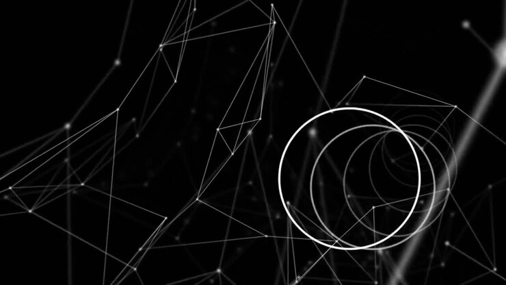 Rotating circle on a dark background full of linear forms