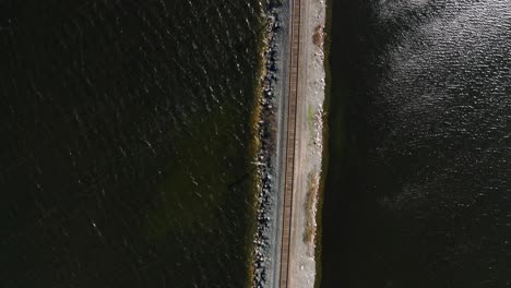 An-overhead-aerial-shot-of-the-Mountsberg-Reservoir,-which-is-located-in-Puslinch,-Ontario