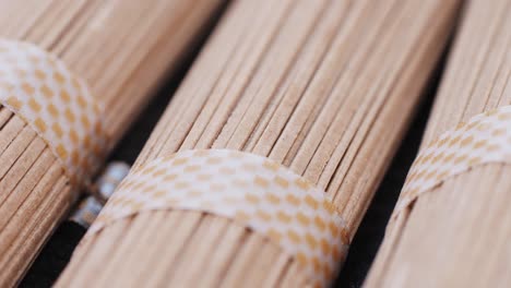 close-up of bundled dried noodles