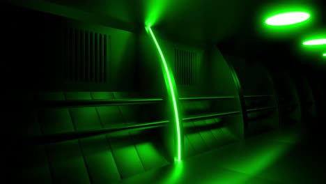futuristic green neon corridor