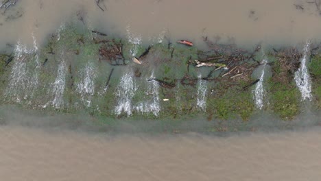 Heavy-flooding-over-banks-of-river-Waal,-Gorinchem,-Netherlands